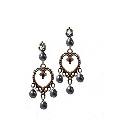 Pendientes Amor Corazón Candelabro Gota Boho Bronce Con Perlas, ELECCIÓN DE COLOR - Imagen 11 de 16