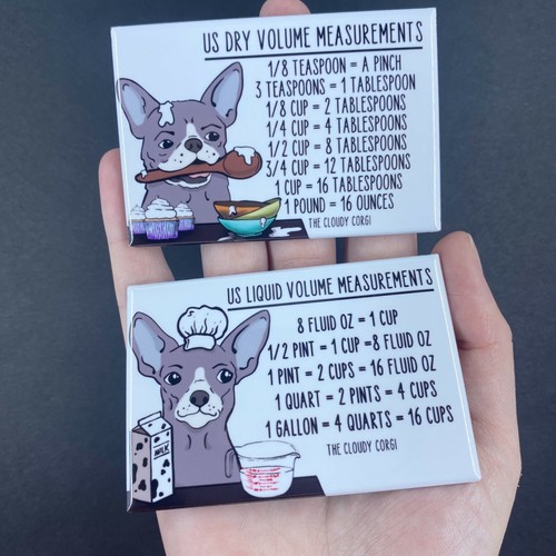 Grau Chihuahua Hund Messtabelle Magnet Set Küche Kochen Backen Anleitung Geschenk - Bild 6 von 12