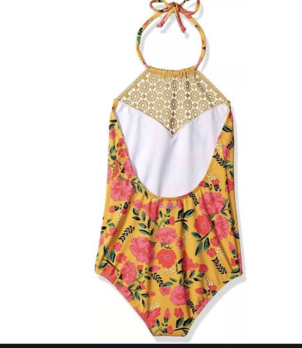 Billabong Sun Dream Golden Glow Floral 1pc Swimsuit $65 GIRLS SIZE 10 ZP-2739 - Picture 2 of 3