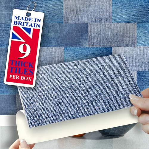 Self Adhesive Wall Tiles | Pack Of 9 Denim 20cm x 10cm Stick On Wall Tiles - Picture 2 of 11