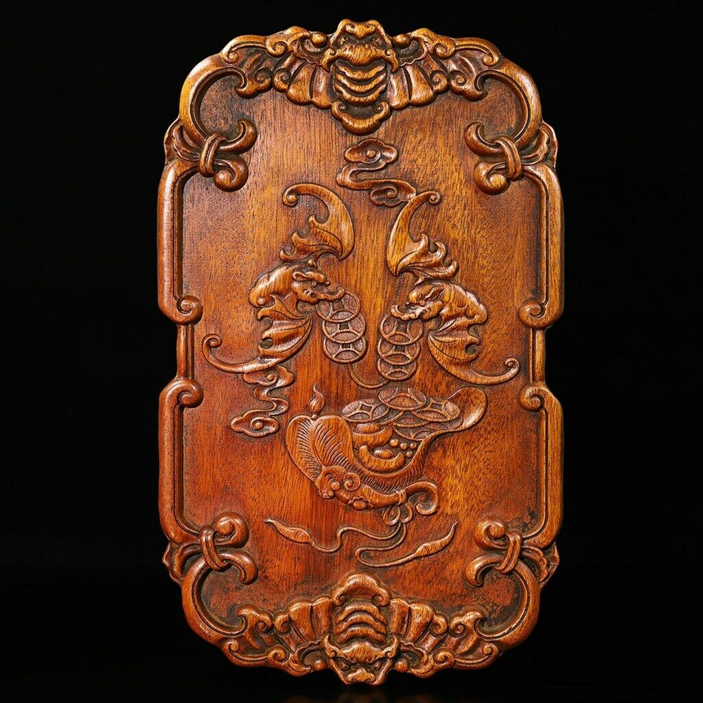 工芸品 Chinese Natural Rosewood Hand carved Exquisite Inkstone