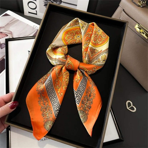 70x70cm Women's Silk Scarf – Luury Printed Pashmina Shawl & Headband - Picture 16 of 65