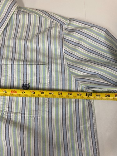 Chaps Mens Shirt Large green easy care striped regular button down - Picture 6 of 11