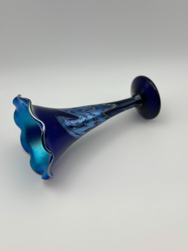 Steven Lundberg Glaskunst | irisierende gekräuselte Vase | signiert 1999 mundgeblasenes Glas - Bild 5 von 8