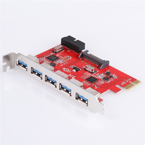 5 Port USB3.0 HUB To PCI-E Express Card Adapter 20pin 15pin SATA for XP WIN 7 8 - Picture 4 of 6