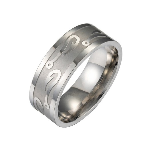 Mens Womens Gold Fishing Fish Hook Band Ring Stainless Steel Size 7-12 - Picture 12 of 12