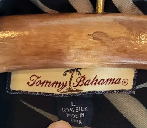 Camicia Tommy Bahama manica corta / stampa foglie / 100% seta / uomo grande - Foto 4 di 4