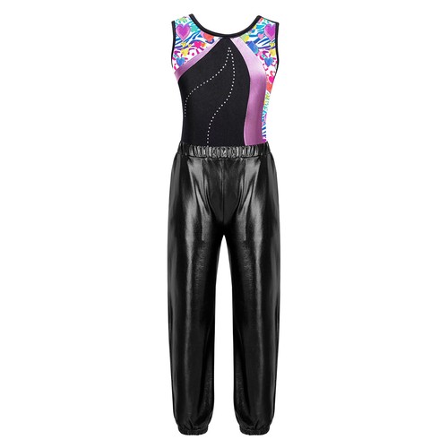 Children Girls Dancewear Round Neck Dance Set Gymnastics Tracksuit Competition - Picture 10 of 115