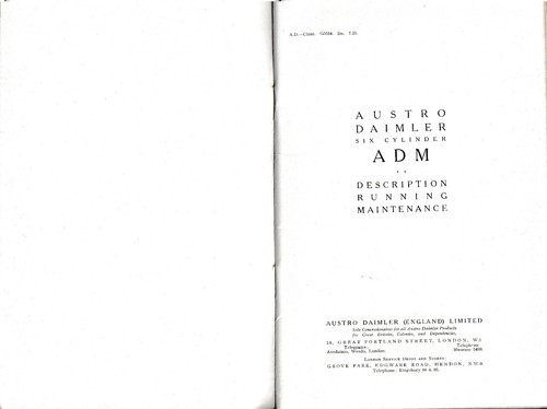 AVSTRO DAIMLER A.D.M. 6-ZYLINDERBESCHREIBUNG, LAUF, WARTUNGSBUCH. - Bild 2 von 12