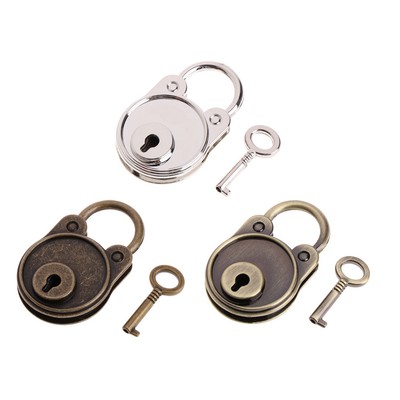 Neon Green Old Vintage Antique Mini Padlock Key Lock Round Shaped-Lot of 3