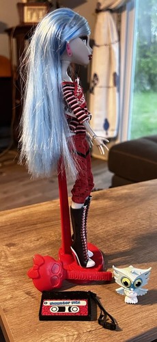 Monster High First Wave G1 Ghoulia Yelps Doll Owl Stand Purse Brush Blk Elastic - Picture 3 of 11