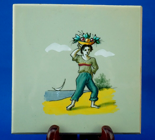 A.M.A. Pesaro ITALY Elso SORA Pair majolica tiles Popular subjects Art deco 1900 - Picture 16 of 24
