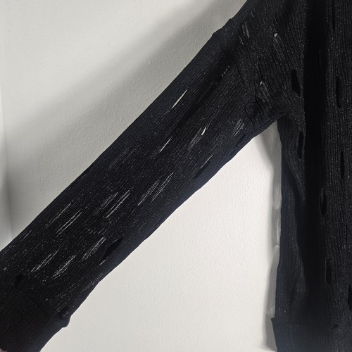 Generation Love New York Mettalic Cutout Long Sleeves Black Sweater Size Xs - Picture 2 of 6