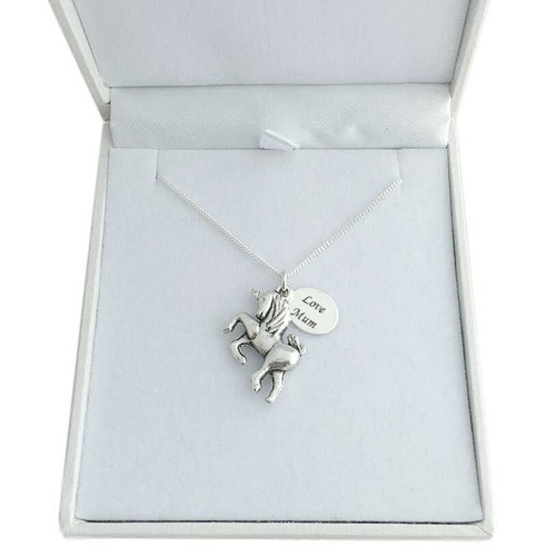 Unicornio Collar Personalizado, Grabado, 925 Cadena de Plata, Cualquier Nombre - Imagen 3 de 11