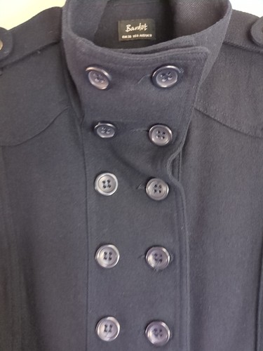 Bardot Military Style Women's Coat Sz 10 Navy Wool Belt Pockets Buttons - Picture 3 of 15