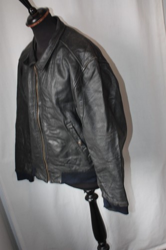 Vintage LEVI LEVIS black leather bomber jacket size medium rock mod rockabilly - Picture 8 of 16