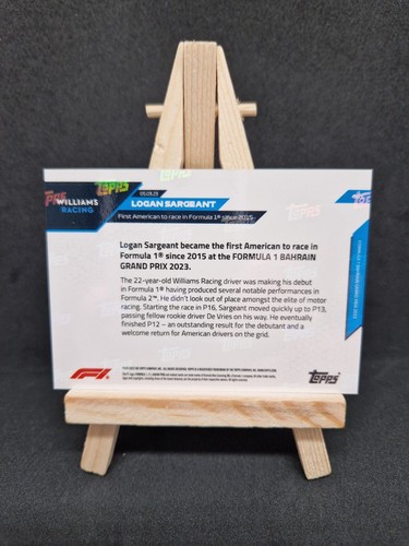 2023 Topps Now F1 Formula 1 Logan Sargeant RC Rookie Card #003 - Picture 2 of 2