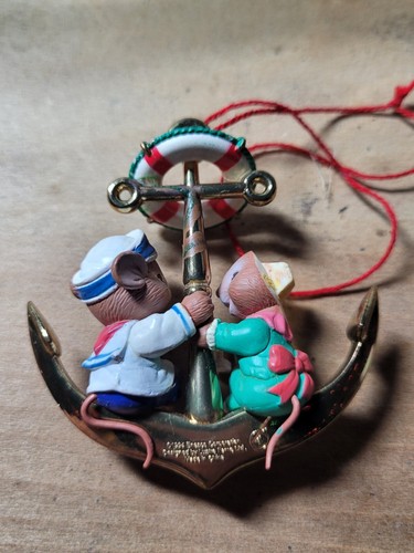 1994 Enesco Christmas Ornament Mouse With Anchor Vintage - Picture 2 of 2