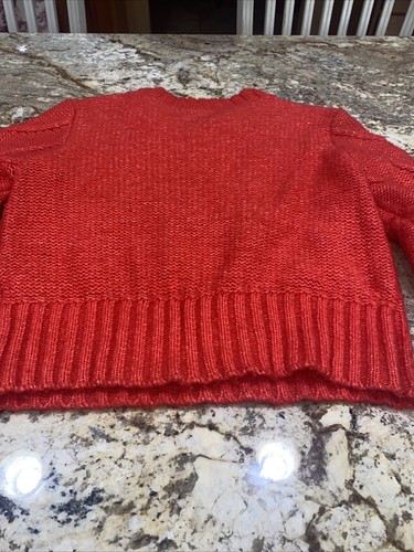Juniors' SO® Bobble Trim Crewneck Sweater Balloon Sleeve Red Sz: XS Poms - Picture 8 of 16