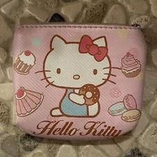Hello Kitty Sweets Cupcake Desert Donut ID Cardholder Coin Purse Keychain Wallet