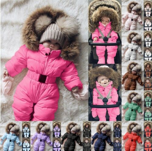 Girl Romper Baby Boy Warm Thick Winter Infant Jumpsuit Coat Outfit Jacket Hooded - Picture 1 of 44