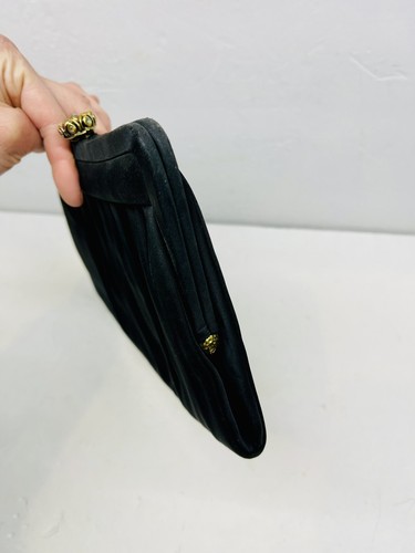 Vintage Garay Black Evening Clutch Mid Century Purse Bejeweled Kiss Lock 8”x6.5” - Picture 6 of 12