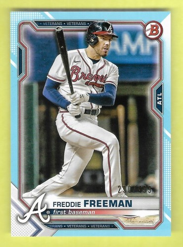 FREDDIE FREEMAN 2021 TOPPS BOWMAN BLUE SP INSERT CARD #'D /499 MLB SUPERSTAR!!