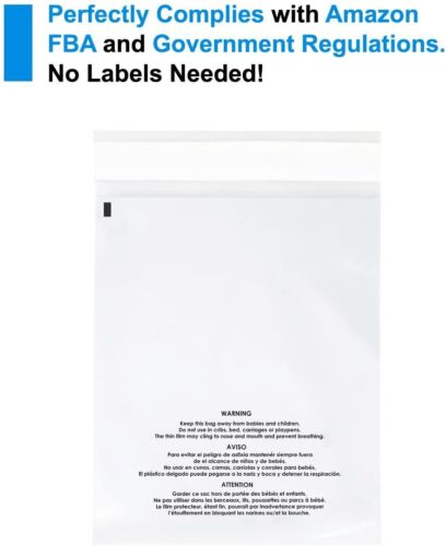 500 8x10 1.5 Mil Bags Resealable Clear Suffocation Warning Poly OPP Cello Bag - Picture 5 of 5