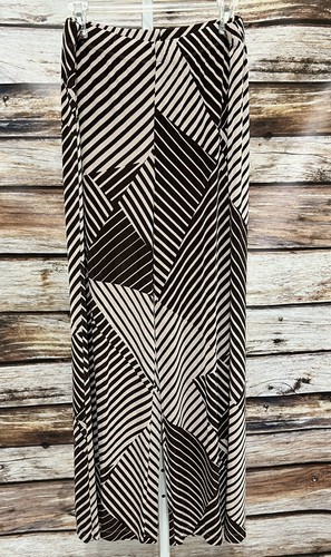 CHICOS TRAVELERS braune cremefarbene DRAMATISCHE Design DEHNBARE breite Beinhose groß