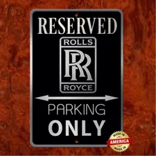 ROLLS ROYCE parking only on Black  and Brushed Etched Aluminum sign 8"x12"