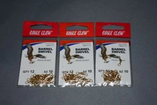 Eagle Claw Barrel Swivel Size 10 Brass Count 36 (3 Packs)