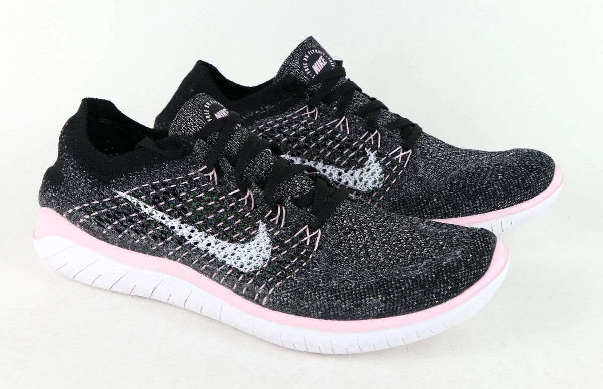 Nike Women s Free RN FLYKNIT 2018 Black Pink Foam Running Shoes eBay
