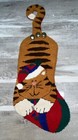 Sugar Plum Dreams Wool Hook Christmas Stocking Tabby Cat W/ Bells 27“