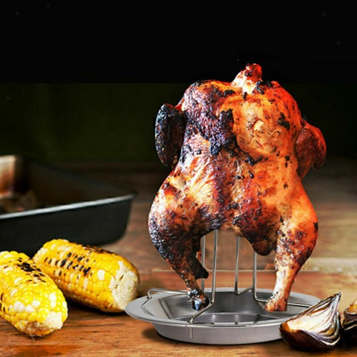 Vertikaler Hähnchenbräter Ständer Halter Edelstahl BBQ Grill Geschenk DHL - Bild 10 von 11