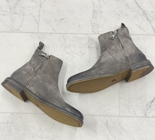 New John Varvatos Leather Ankle Stretch Boots In Grey Size: 11 - Picture 7 of 8