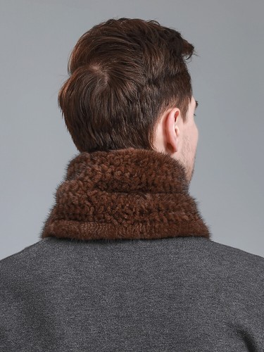 Men's Real Mink Fur Scarf Collar Winter Warm Neckerchief Wraps Brown Fishtail - Picture 4 of 12
