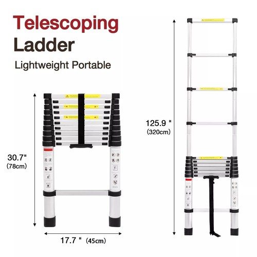 3.2M Telescopic Ladder Aluminium Extension Extendable Steps Adjustable 1-2Step - Picture 22 of 22