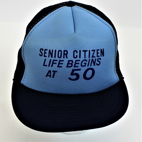 Life Begins At 50 Hat Vintage Blue Snapback Trucker Cap - Picture 2 of 8