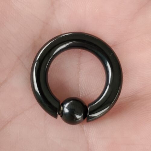 Black Spring Ball Captive Bead Ring CBR Easy By Hand No Tools Req USA Ship Fast - Picture 3 of 4