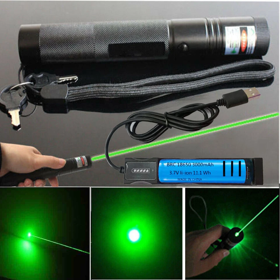 Rechargeable 990miles 532nm Zoom Green Laser Pointer Pen Light Single Beam Lazer