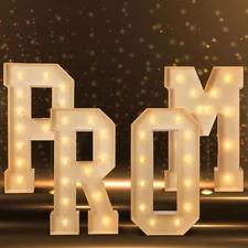 4 Pcs 4ft Graduation Decorations 2025 Prom Marquee Letter Lights Sign LED Mar...