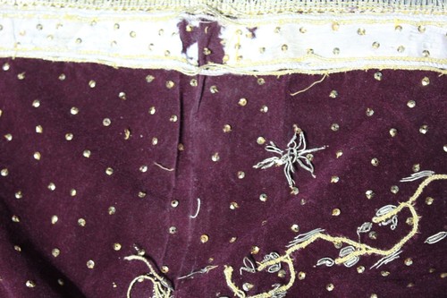 INDISCHER PAKISTANISCHER VINTAGE DUPATTA SCHAL SCHLEIER SAMT WEINROT BRAUT HIJAB PAILLETTEN - Bild 8 von 10