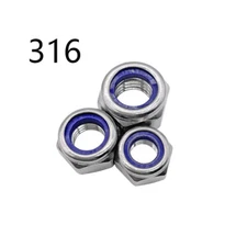 316 Stainless Steel DIN985 Nylon Insert Lock Nuts Hex Nylock Nut 