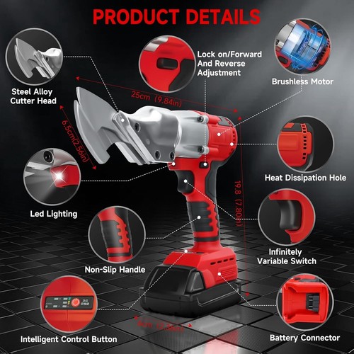 Cisaille à Métal sans Fil pour Batterie Milwaukee 18V, Ciseaux à Métal Électrique Brushless - Photo 6/7