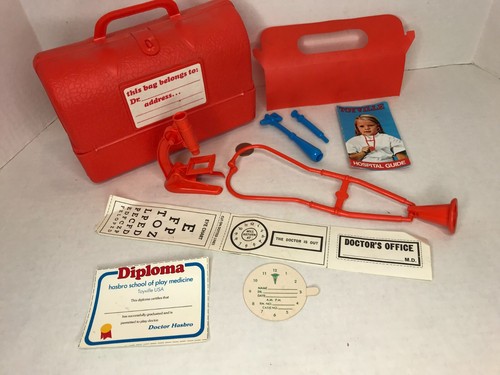 Vintage Spielzeug Arzt Set Krankenhaus Krankenschwester Arzttasche Spielset rot 1974 - Bild 2 von 6