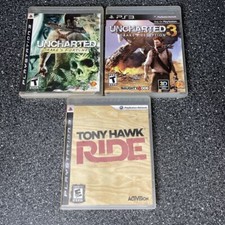 Uncharted 1, 3- Tony Hawk Ride All Complete - Sony Playstation 3 PS3 Lot of 3