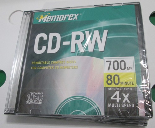 Lot 5 Blank Memorex CD-RW 700 MB New Sealed 80 Minute CD Disc Write 4x Speed NEW - Picture 5 of 10
