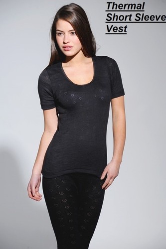 Ladies Thermal Underwear Short Long Sleeve Vests Ski Wear Winter Warm (UK MADE) - Picture 3 of 9