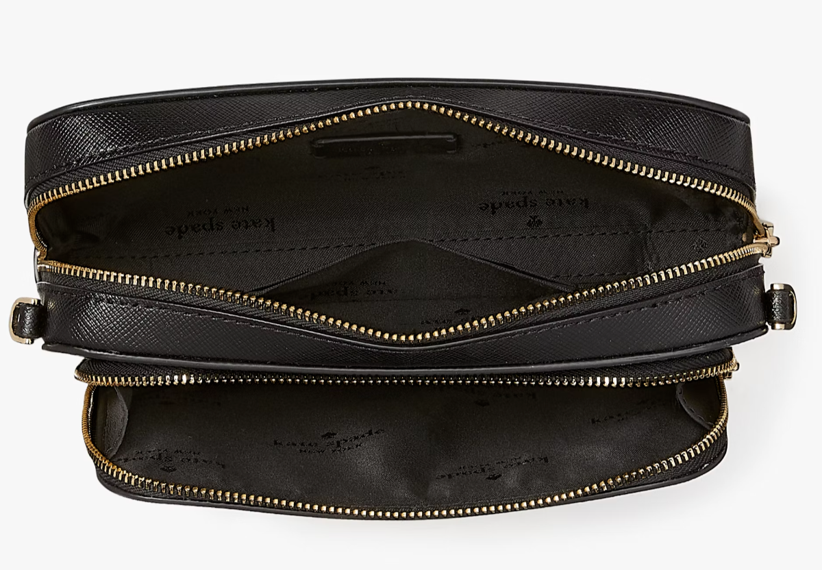 Kate Spade Dual Zip Around Crossbody Bag Black Leather Purse Kate Spade Dual Zip Around Crossbody Bag Black Leather Purse