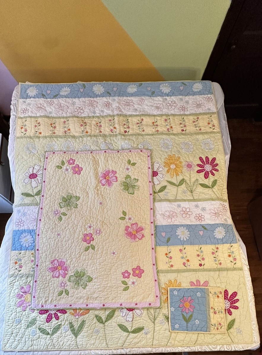 Vintage 90s Colorful Flower Power Pottery Barn Twin Quilt